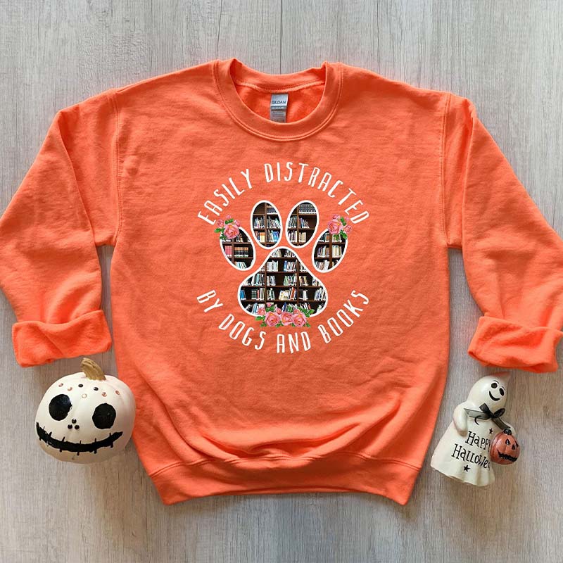 Easily Distracted Dogs And Books Sweatshirt