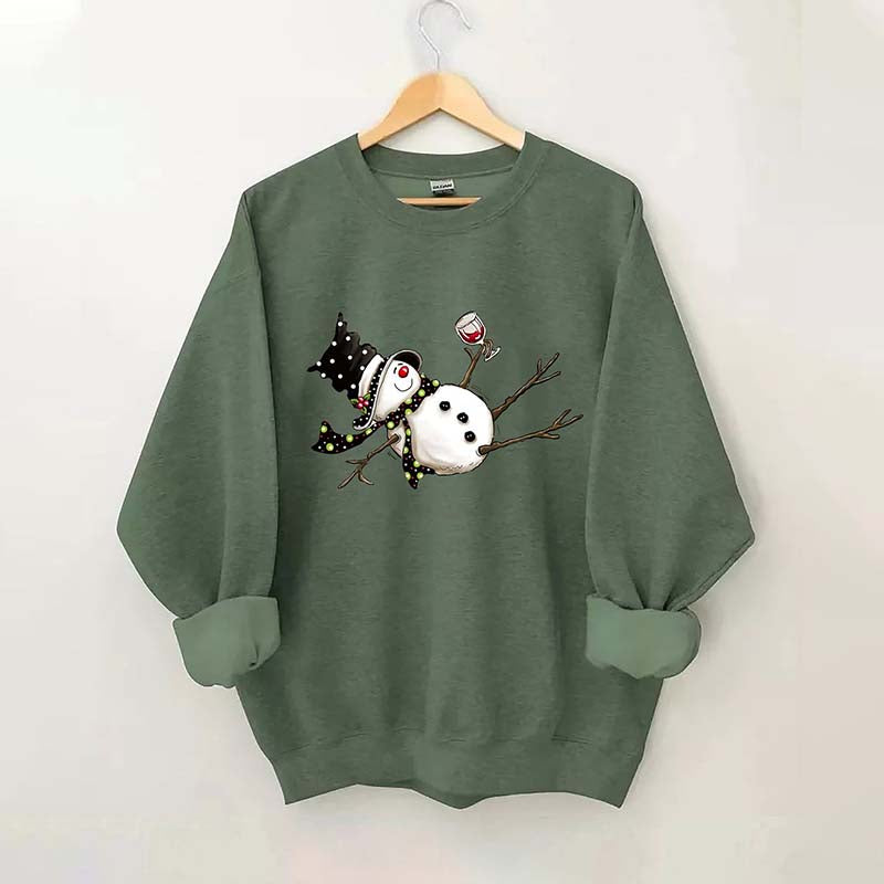 Drunk Snowman Drinking Wine Sweatshirt