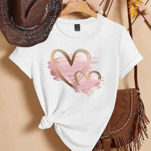 Women's Pink Heart Shaped Pattern T-Shirt