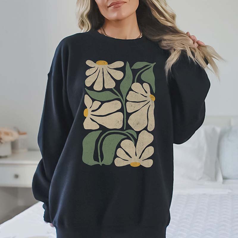 Women Floral Minimalist Flower Print Sweatshirt