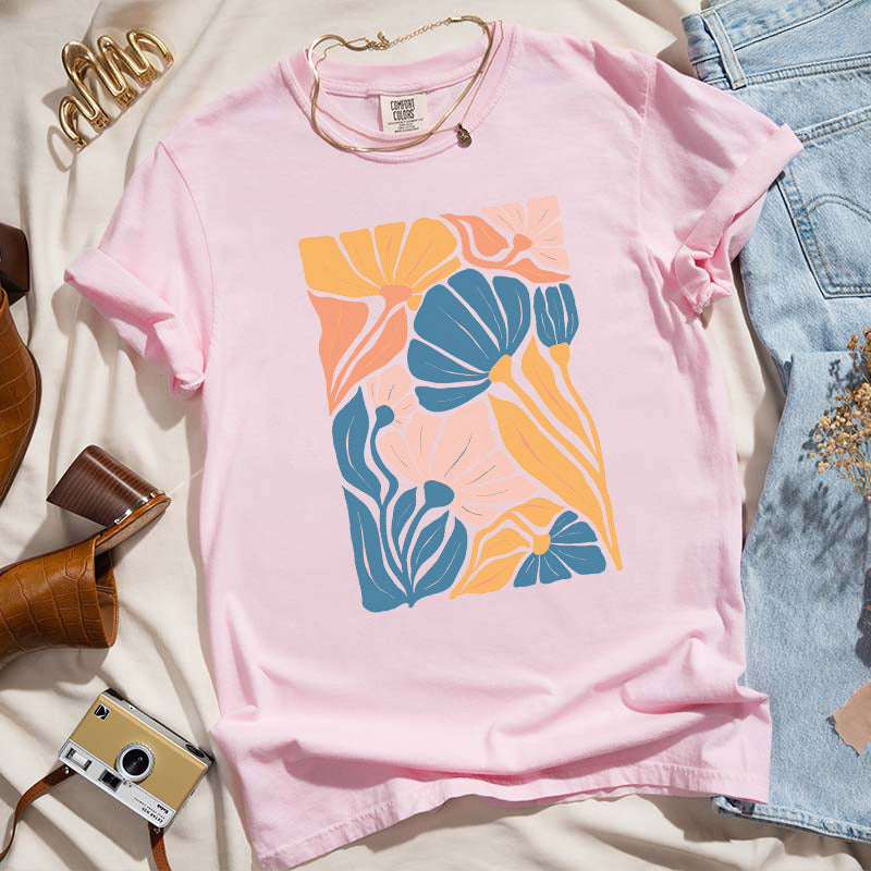 Flower Market Colorful Abstract Botanical Spring T-Shirt