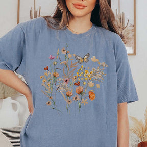 Spring Wildflower Butterfly Nature Lover T-Shirt