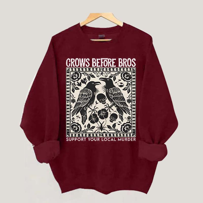 Crows Before Bros Trendy Graphic Sweatshirt