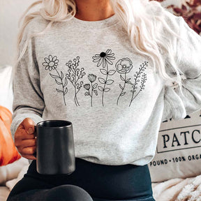 Botanical Wildflower Print Floral Gardening Sweatshirt