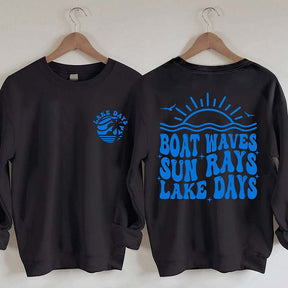 Boat Waves Sun Rays Lake Days Sweatshirt