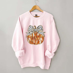 Fall Coquette Gold Glitter Pumpkin Sweatshirt