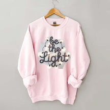 Be the Light Felt Embroidery Christmas Lights Sweatshirt