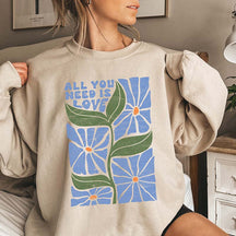 All You Need Is Love Retro Flowers Sweatshirt