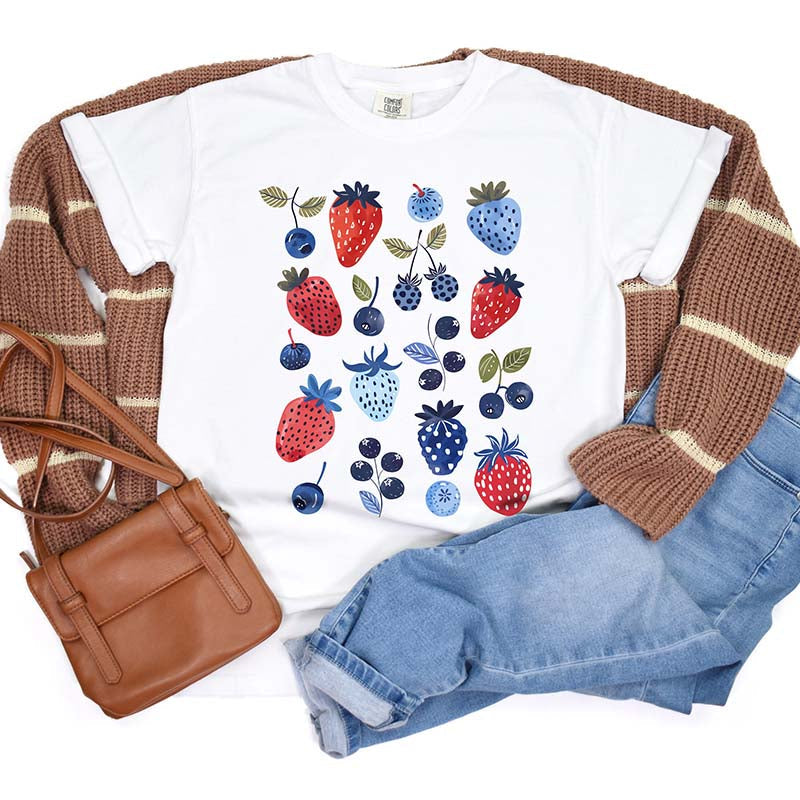 Cute Summer Blueberry Botanical Garden T-Shirt