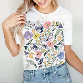 Vintage Botanical Wildflower Leaves T-Shirt