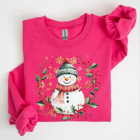 Snowman Wreath Christmas Botanical Sweatshirt