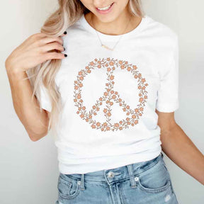 Peace Sign Symbol Wildflowers T-Shirt