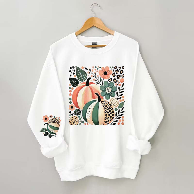 Leopard Pumpkin Boho Fall Sweatshirt