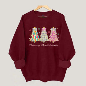 Colorful Glitter Christmas Tree Fall Sweatshirt