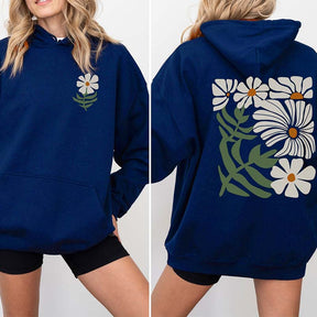 Boho Flower Brown Daisy Floral Hoodie