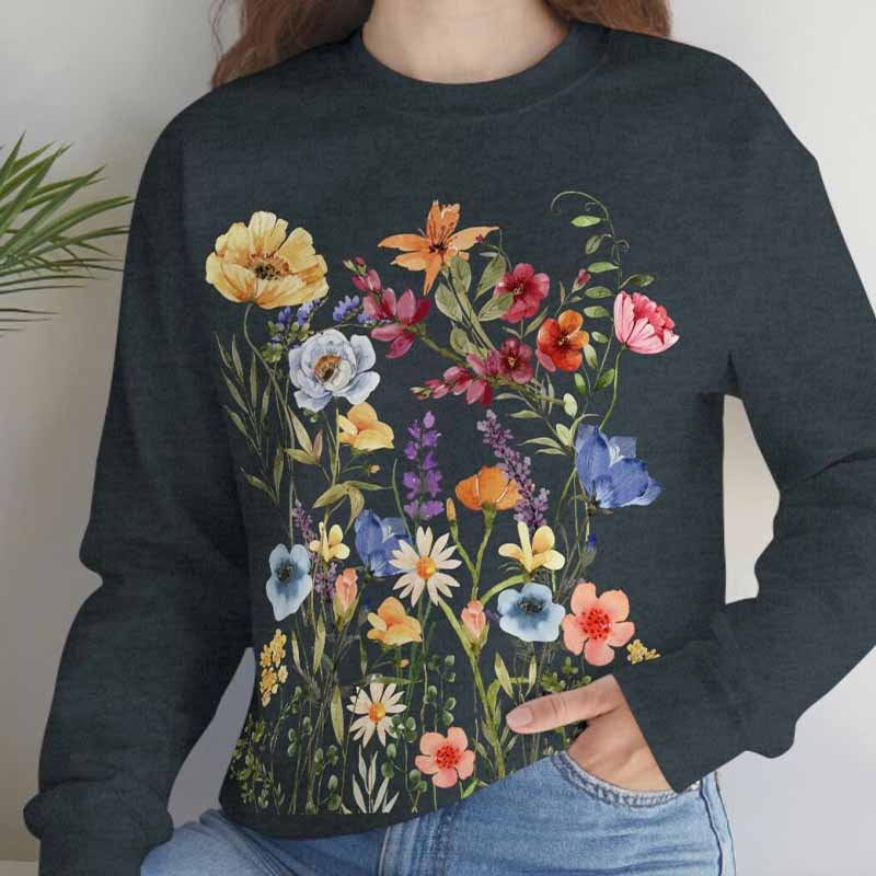 Vintage Pressed Flowers Botanical Boho Sweatshirt