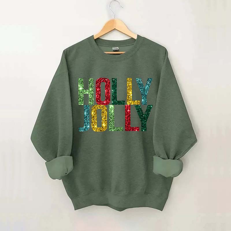 Printed Holly Jolly Sweatshirt