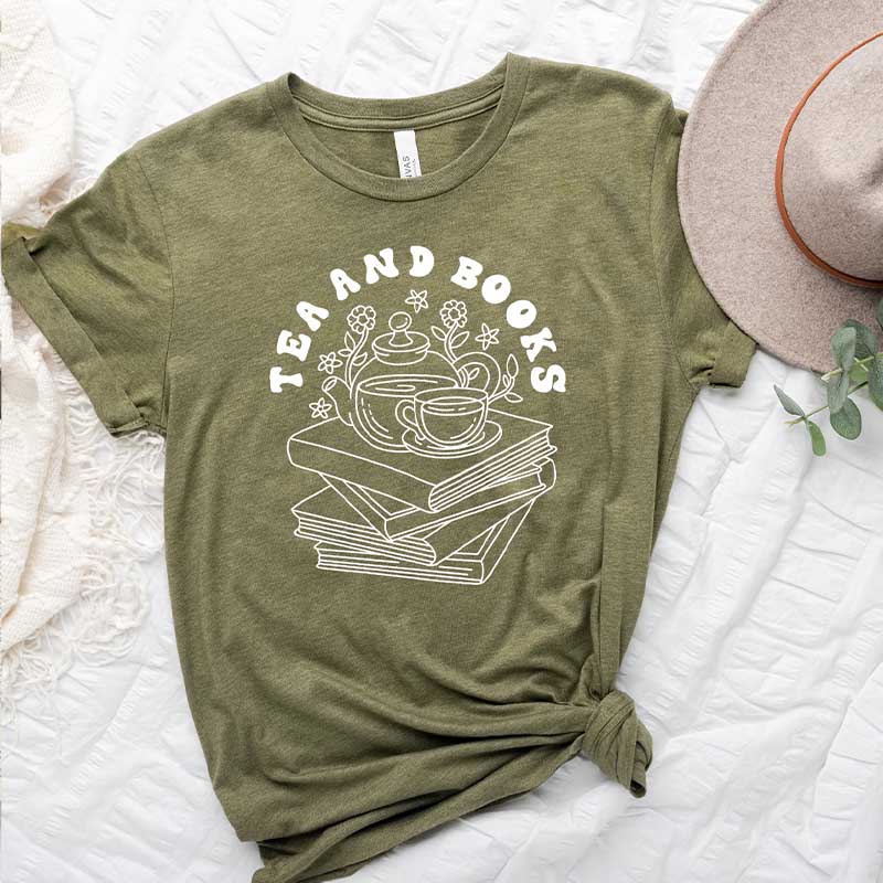 Tee And Book Flowers T-Shirt