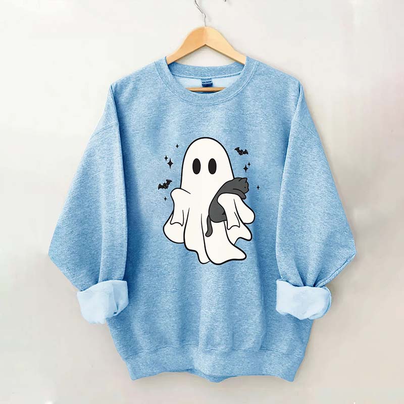 Cute Ghost Black Cats Halloween Sweatshirt