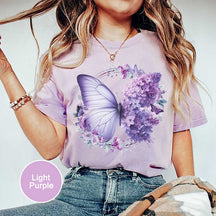 Purple Butterfly Floral Flower T-Shirt