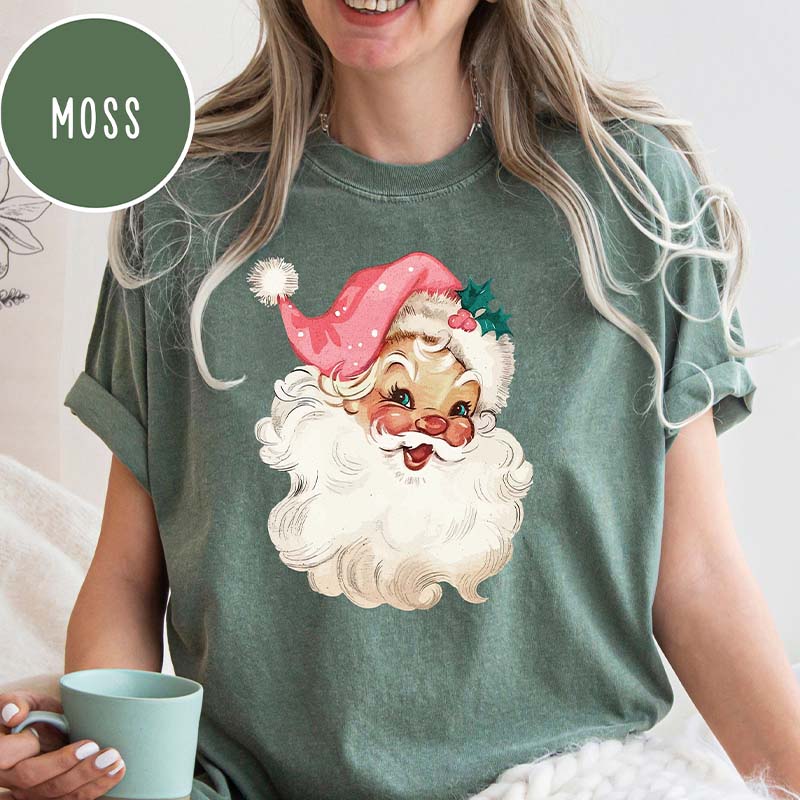 Retro Pink Santa Vintage Christmas T-Shirt