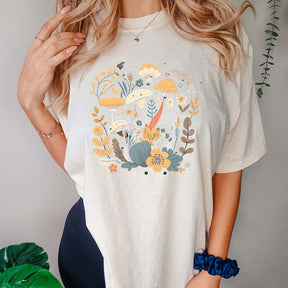 Hippie Mushroom And Flowers T-Shirt