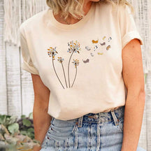 Cats Flower Fly Dandelion T-Shirt