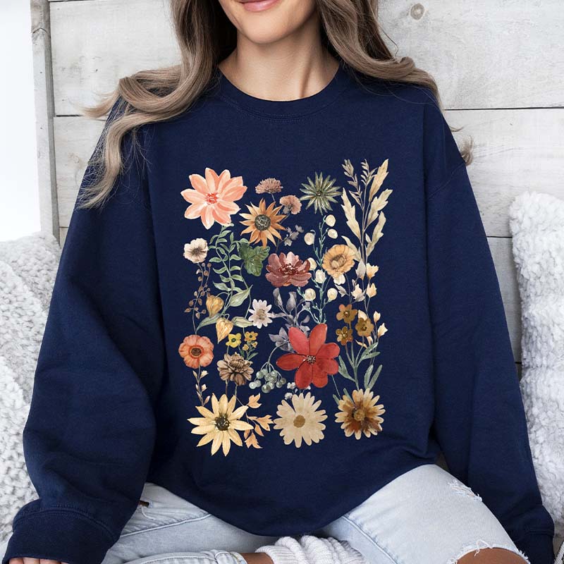 Dried Wildflower Pressed Leaves Sweatshirt