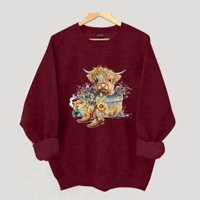 Highland Cow in Metal Tub Sweatshirt