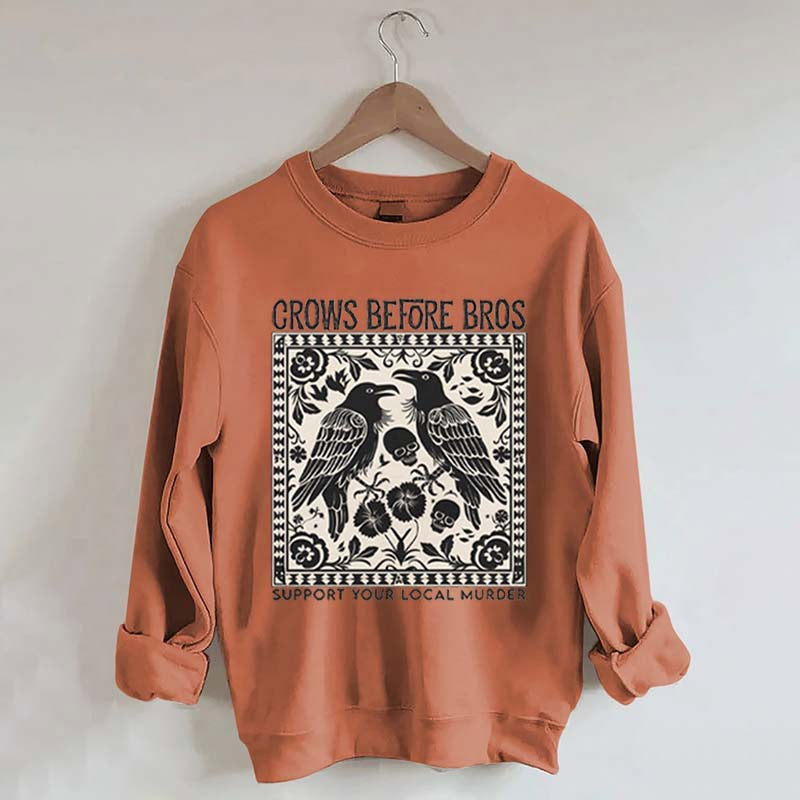 Crows Before Bros Trendy Graphic Sweatshirt