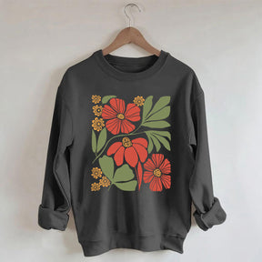 Botanical Neutral Red Minimalist Floral Sweatshirt