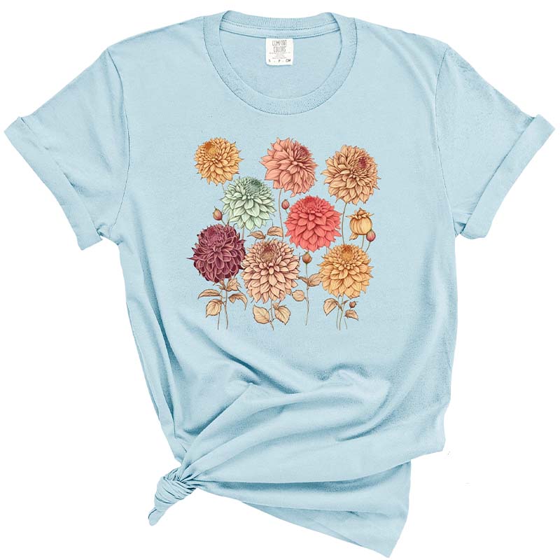 Vintage Dahlias Nature Flowers T-Shirt