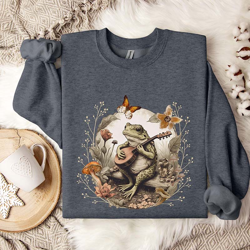 Cottagecore Toad Frog Mushroom Sweatshirt