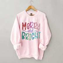 Merry And Bright Christmas Printed Sweatshirt