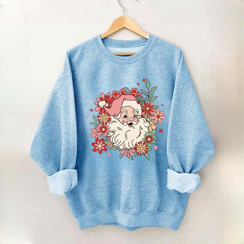 Floral Santa Christmas Daisy Sweatshirt