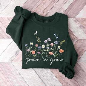 Grow In Grace With Wildflowers Religous Sweatshirt