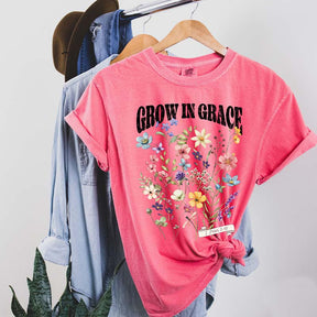 Grow In Grace Wildflowers Bible Verse T-Shirt