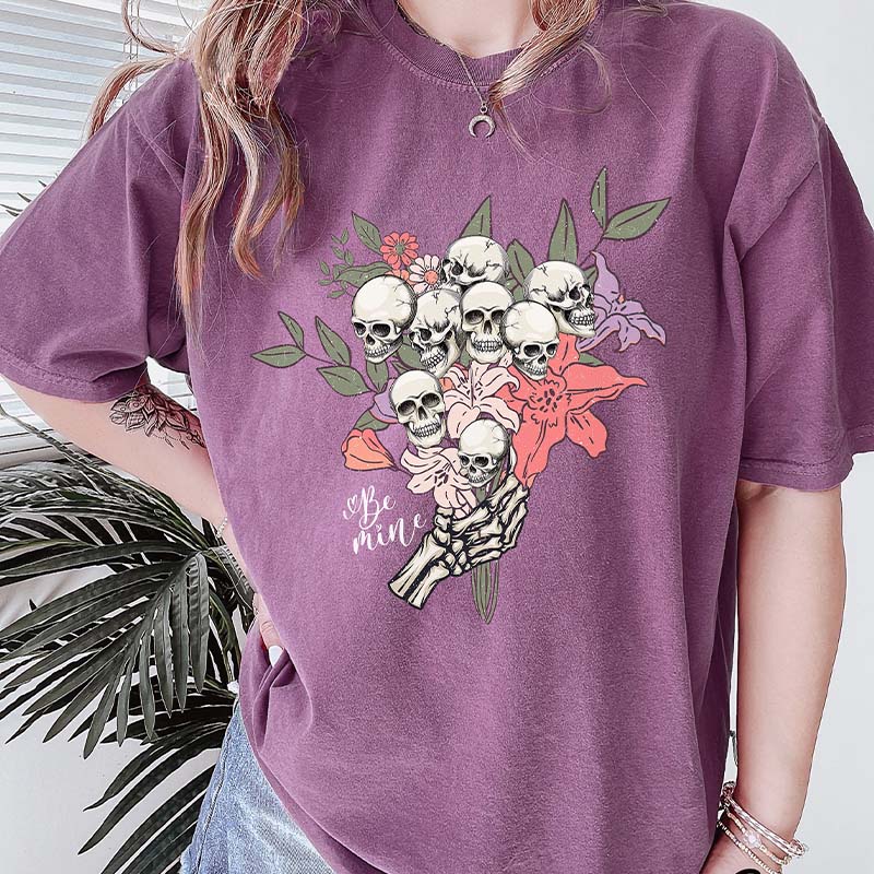 Skull Flowers Be Mine T-Shirt