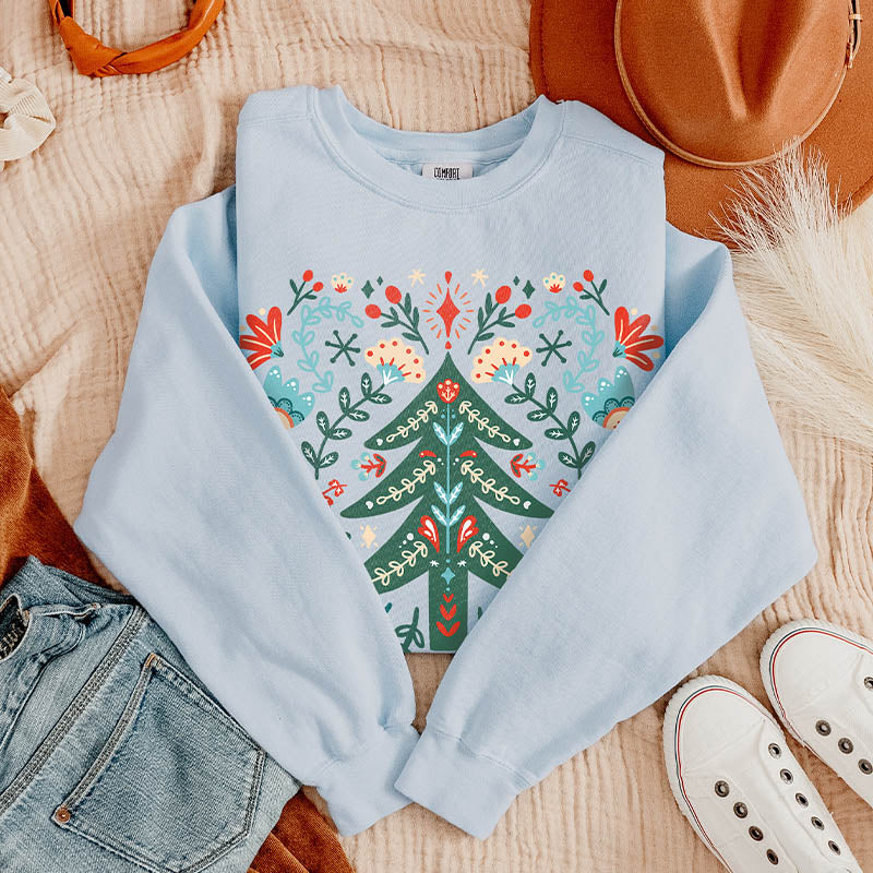 Scandinavian Christmas Folk Art Sweatshirt