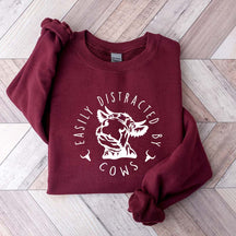 Easily Distracted By Cows Farm Love Sweatshirt