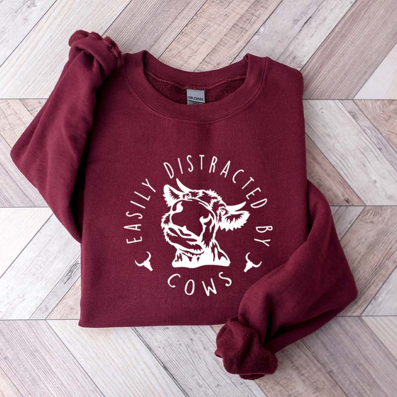 Easily Distracted By Cows Farm Love Sweatshirt