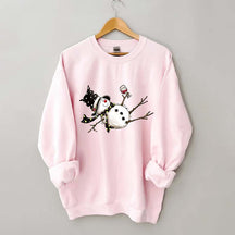 Drunk Snowman Drinking Wine Sweatshirt