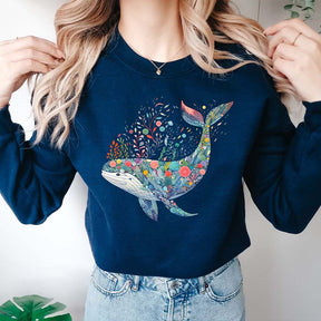 Floral Whimsical Whale Sweatshirt