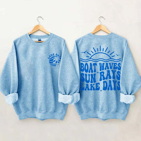 Boat Waves Sun Rays Lake Days Sweatshirt