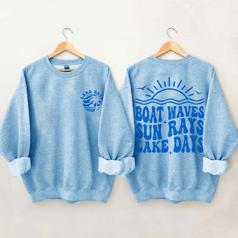 Boat Waves Sun Rays Lake Days Sweatshirt