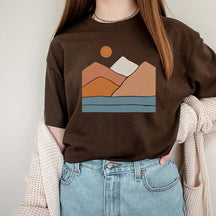 Boho Landscape Minimalist Mountain and Sun T-Shirt