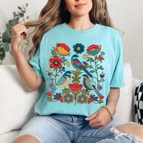 Summer Bird Lover Flower T-Shirt