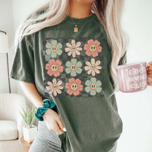 Checkered Flower Retro Trendy Summer T-Shirt