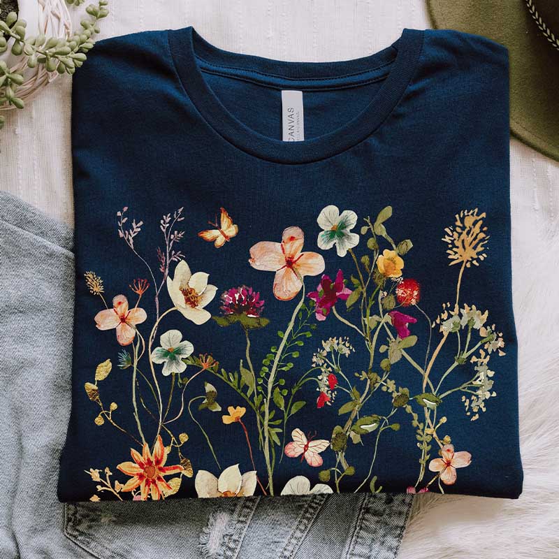 Boho Wildflowers Pastel Floral Nature T-Shirt