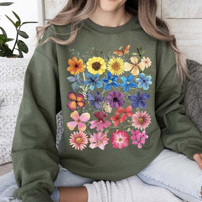 Bright Pressed Flowers Sweatshirt